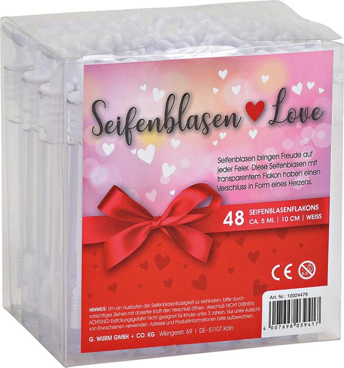 Produktbild G. Wurm Seifenblasen 48er Set, Herz für Hochzeit, Kunststoff, 4,5ml, (B/H/T) 1x10x1cm Ø1cm