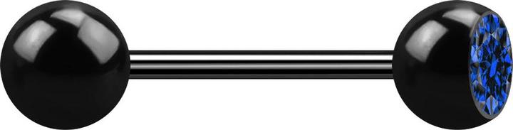 Star Piercing Micro Barbell schwarz mit Kugel und Kugeln Kristall dunkelblau (ohne Messing, Chirurgenstahl 316L)