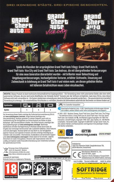 Immagine prodotto Rockstar Grand Theft Auto: La trilogia - L'edizione definitiva (Switch, DE)