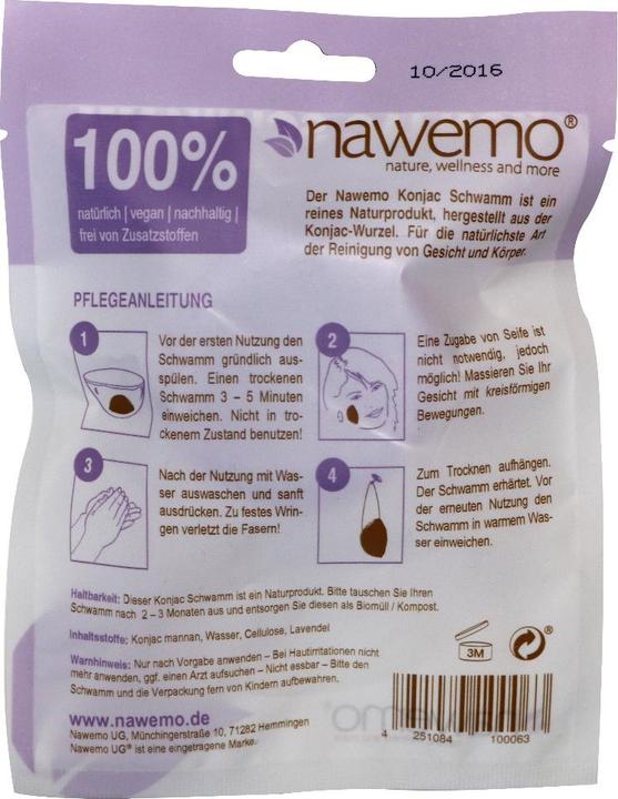 Actual product image Nawemo Konjac Schwamm Lavendel, bei entzündeter und irritierter Haut