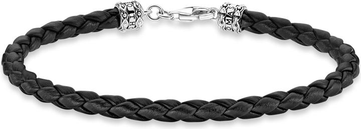 Thomas Sabo Lederarmband schwarz (19 cm, 925er Silber, Leder)