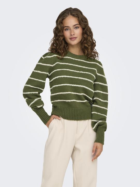 Immagine prodotto JdY Vestibilità regolare Collo alto Polsini lunghi Maniche a sbuffo Pullover Maglione in maglia (L)