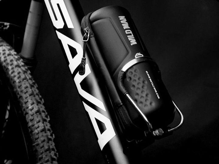 Actual product image Wildman Bicycle accessory traveling bag for bike frame with zipper 1L ES5 black (1 l, Luggage carrier bag)