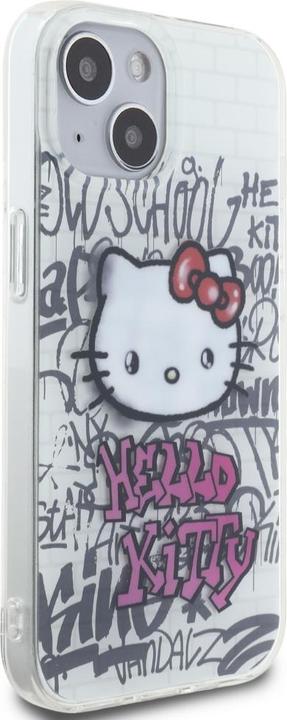 Produktbild Hello Kitty HKHCP15SHDGPHT iPhone 15 6.1" biały/white hardcase IML Kitty On Bricks Graffiti (Apple iPhone 15, Apple iPhone 14, Apple iPhone 13)