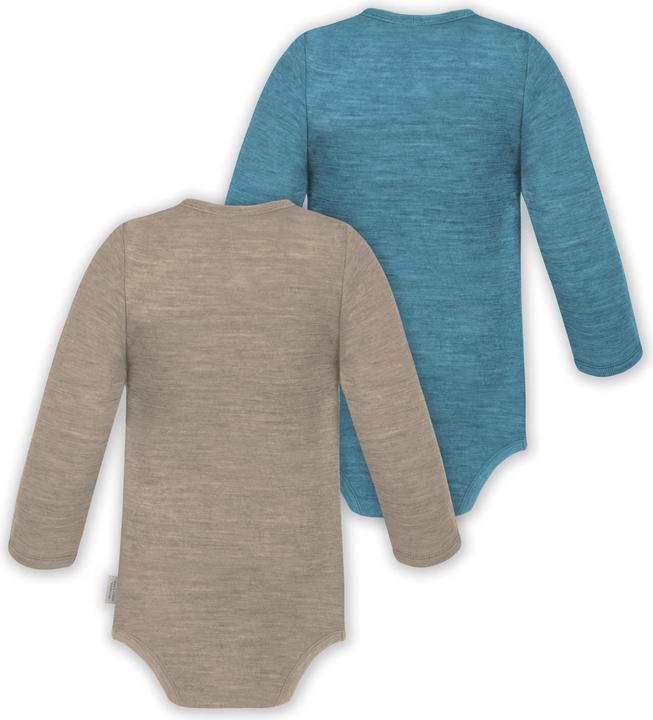 Produktbild Normani 2er Set Unisex Baby Wickelbody Langarm-Strampler Einteiler aus Merinowolle - 9351 (62)