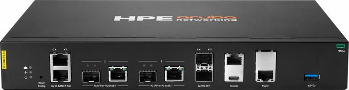 Actual product image Aruba HPE Networking 9106 2x SFP+ 2x Combo 2x PoE Hybrid Gateway UK en