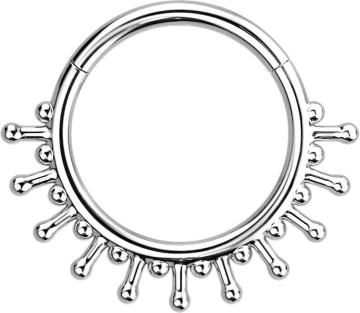Immagine prodotto Star Piercing Anello a micro segmenti incernierato su asta in argento con undici palline (senza ottone, Acciaio chirurgico 316L)
