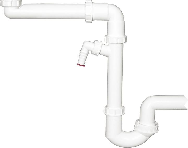 Techly Raumspar-Siphon HL126SR DN40x6/4" mit Kugelgelenk und Waschgeräte-Anschluss (Waschmaschinen-Siphon, 1/2")