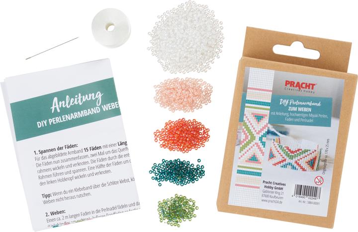 Produktbild Magni DIY Perlenarmband weben weiss/grün/orange 170x25mm