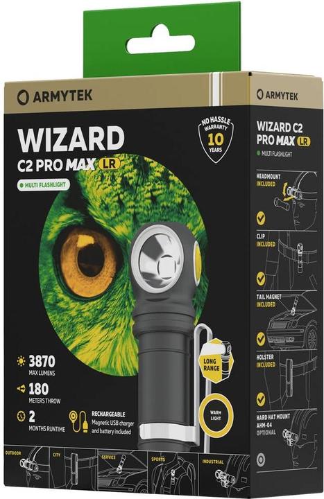 Produktbild ArmyTek Wizard C2 Pro Max LR Warm LED Taschenlampe mit Gürtelclip, mit Holster akkubetrieben 3870lm (12.15 cm, 3870 lm)