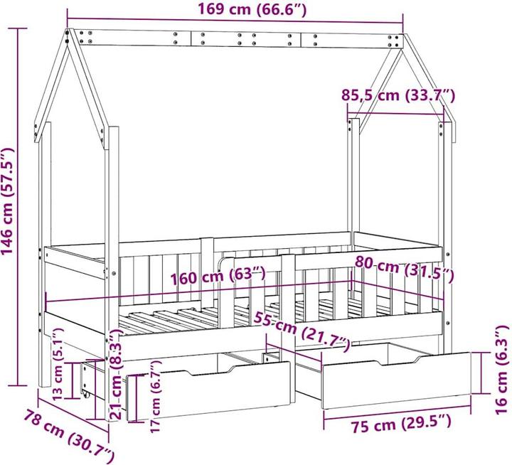 Immagine prodotto VidaXL Lettino con cassetti (90 x 190 cm)