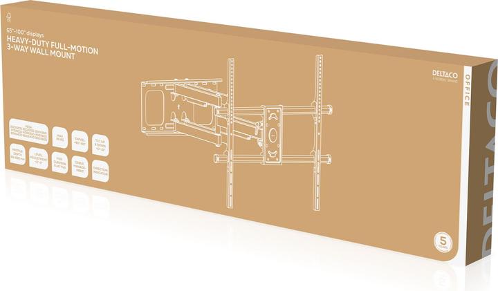 Produktbild Deltaco ARM-0261 TV mount (100") Black (Wand, 100", 85 kg)