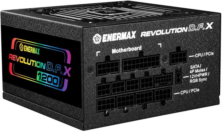 Actual product image Enermax Revolution D.F. X ARGB ATX3.0 PCI-e 5.0 Gaming PC Power Supply 1200W 80Plus Gold Full Modular 2X (1200 W)