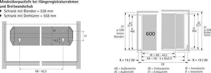 Productafbeelding Hettich Hangmappenframe voor kastwanden (1 Pcs.)