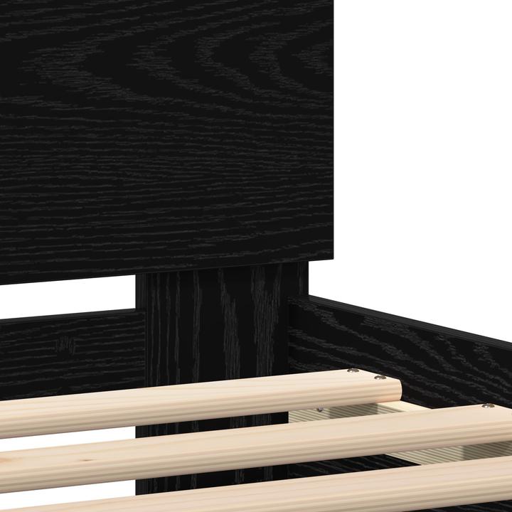 Produktbild VidaXL Eichen Bettgestell Schwarz Eiche Massivholz Eiche 180 x 200 cm (180 x 200 cm)