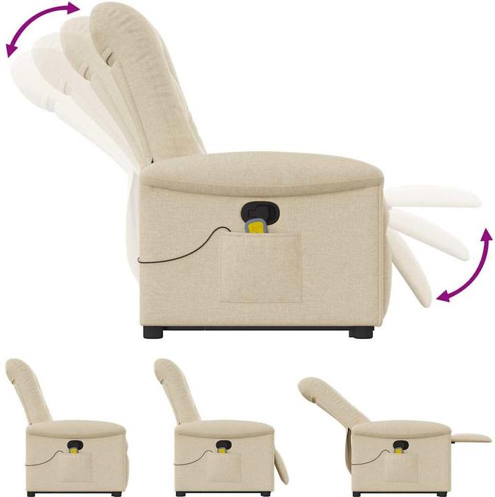 Immagine prodotto VidaXL Poltrona massaggiante con ausilio stand-up in tessuto crema