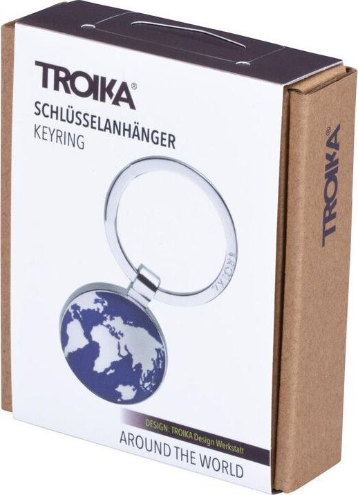Actual product image Troika AROUND THE WORLD Key ring world map round, glossy grey/blue