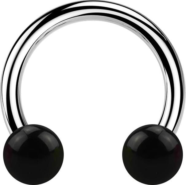 Produktbild Star Piercing Micro Circular Barbell silber mit zwei Kugeln schwarz (ohne Messing, Acryl, Chirurgenstahl 316L)