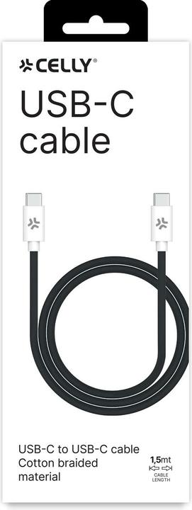 Produktbild Celly Usb-C zu Usb-C Kabel 1.5mt (1.50 m, USB 2.0, 60 W)