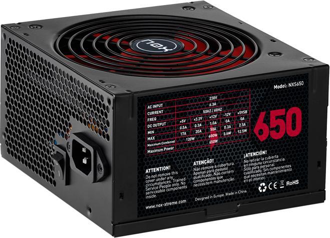 Actual product image Nox NXS650 Power Supply 650 W 20+4 pin ATX Black (650 W)