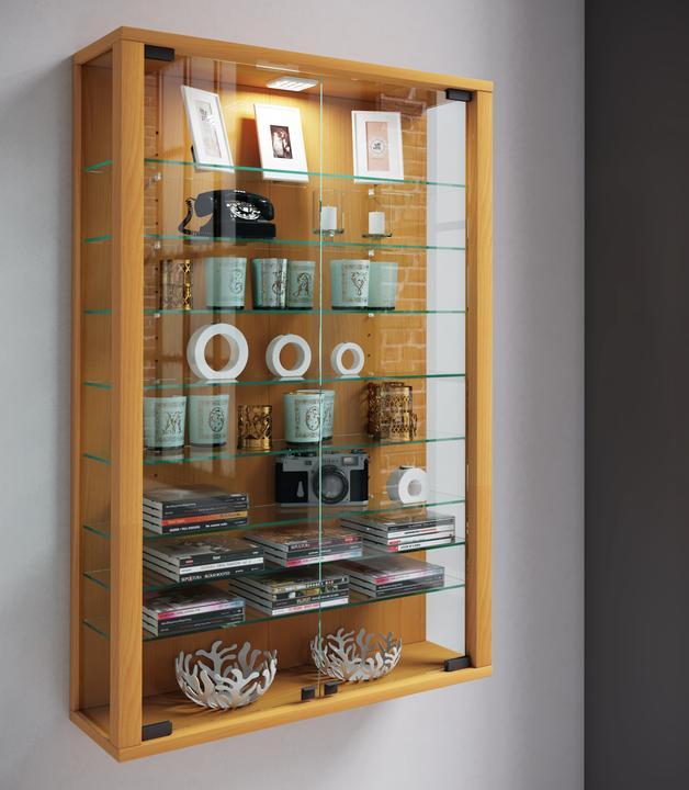 Actual product image VCM Collection wall display case wood glass Vitrosa Mini (59 x 18 x 90 cm)