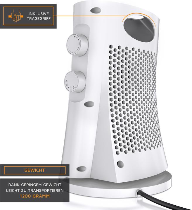 Actual product image Brandson Ceramic Fan Heater 1500 W, Ceramic Fan Heater with Carrying Handle & Oscillation, Bathroom Heater (1500 W)