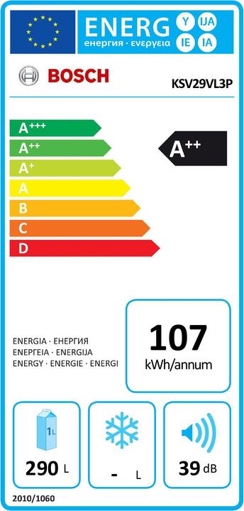 Energy Label Bosch Hausgeräte KSV29VLEP, Refrigerator (290 l)