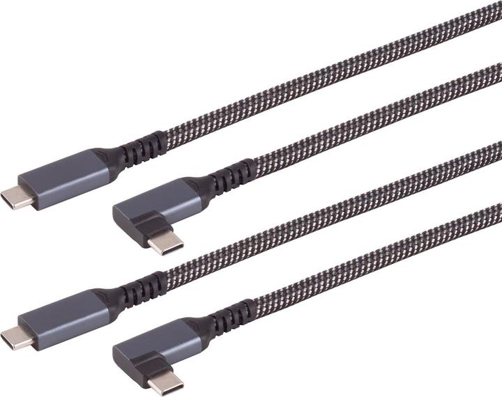 Immagine prodotto S-Impuls Set di 2 cavi di ricarica rapida da USB-C a USB-C con spina angolata a 90°, nero/bianco, 2 m, (2 m, USB 3.2 Gen 2)