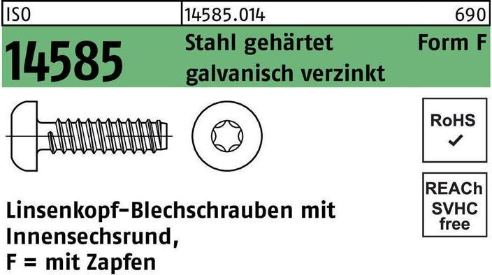 Immagine prodotto Vite a testa cilindrica ISO 14585 con esagono incassato/punta 3,9 x 19 -F acciaio zincato (1000 Viti per pezzo)
