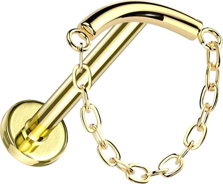 Star Piercing Micro Threadless Labret vergoldet stange vergoldet Anhänger Kette (ohne Messing, Titan G23)