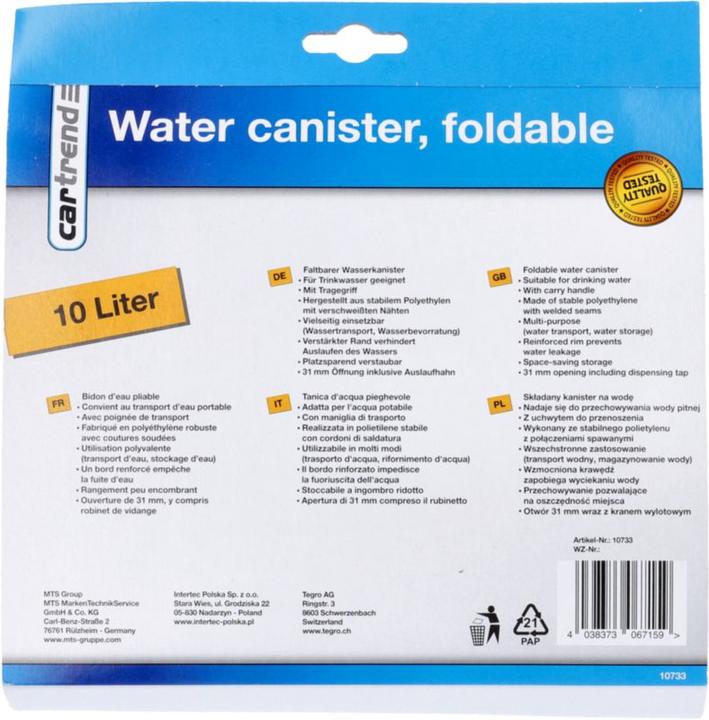 Etichetta energetica Cartrend Taniche acqua