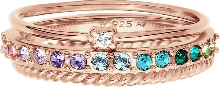 Produktbild Elli Kristall Ring, Multi-Color, Ring Set (52, 925 Silber)