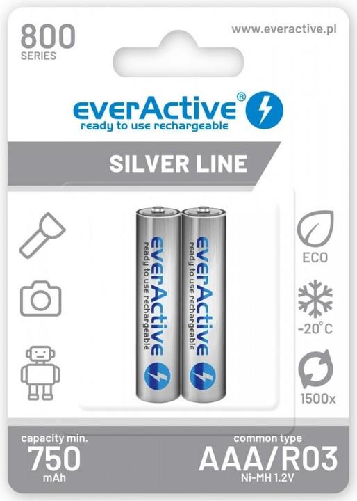 Everactive Rechargeable batteries Ni-MH R03 AAA 800 mAh Silver Line - Batterie - Micro (AAA (2 Stk., AAA, 800 mAh)