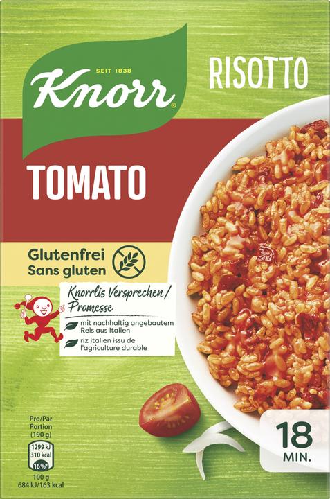 Knorr Risotto Tomato, tradition from Italy, tomato risotto with sun-ripened tomatoes, gluten-free. (250 g)