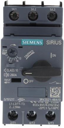 Actual product image Siemens Circuit breaker for motor protection 20a
