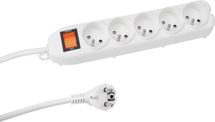 Produktbild Velleman 5-Fach-Steckdosenleiste - Mit Schalter & überlastschutz - Weiss (5 x, CEE 7/5, 1.50 m)