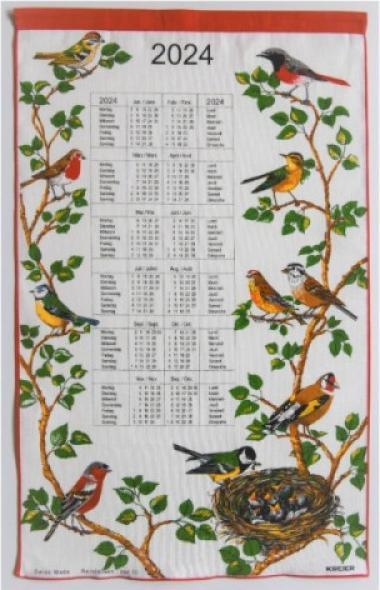 Doerig Stoffkalender Vögel 41x69cm (39 x 73 cm)