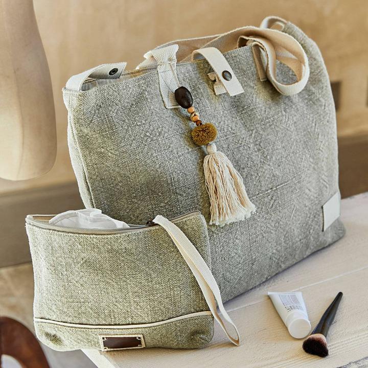 Produktbild Loberon Tasche 2er Set Cravanche grün/beige