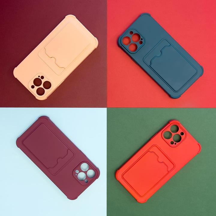 Image du produit Hurtel Card Armor Case Pouch Cover pour iPhone 13 Pro Max Card Wallet Silicone Air Bag Armor Cover Red (Apple iPhone 13 Pro Max)