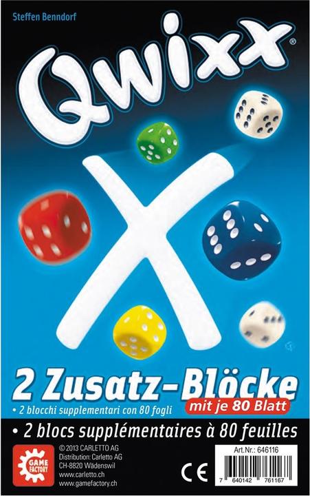 Game Factory Qwixx 2 blocs supplémentaires (Allemand, Français, Italien)
