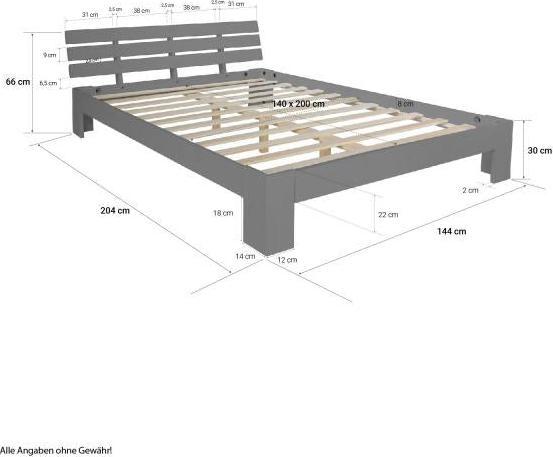 Produktbild Homestyle4u Doppelbett Holzbett Futonbett (140 x 200 cm)