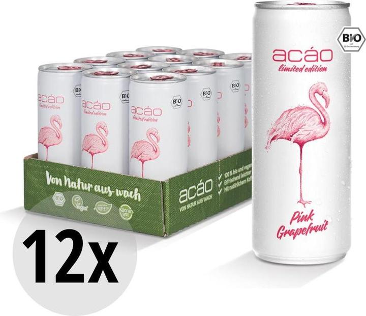 Acáo Erfrischungsgetränk Tray mit Pink Grapefruit & Guarana Bio (12 x 25 cl)