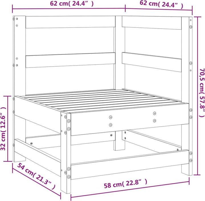 Produktbild VidaXL Garten-Mittelsofas 2 Stk. Massivholz Kiefer,Material