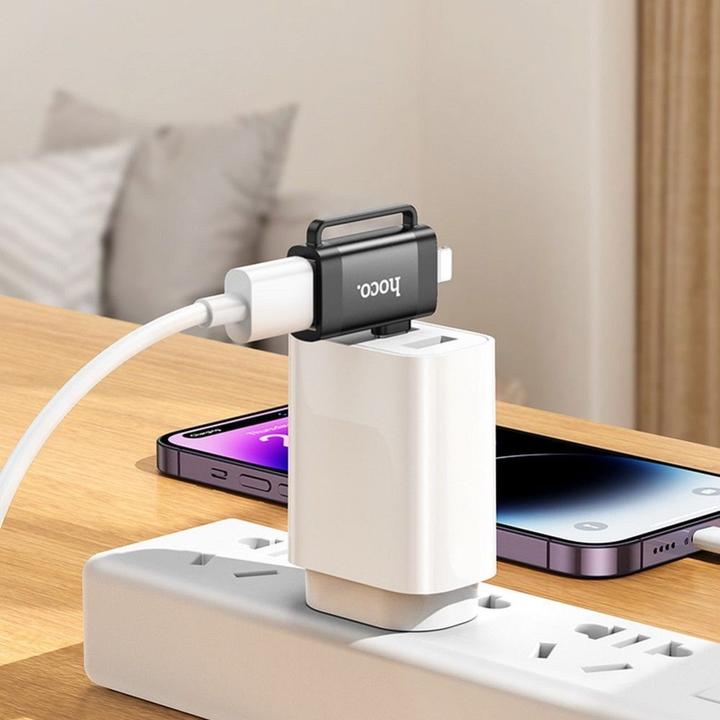 Actual product image Hoco Cable adapter OTG 2in1 Type C (male) / Lightning (male) to USB A (female) UA31F black (USB 2.0, Lightning, USB Type C)