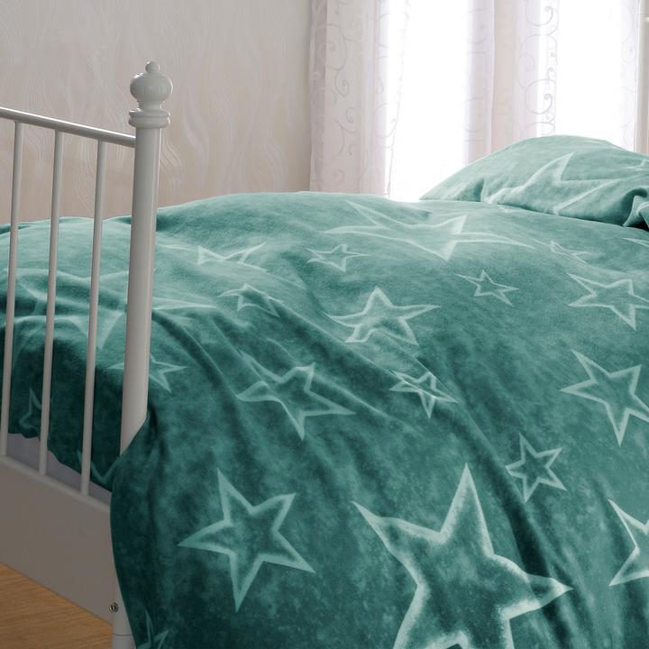 Produktbild BettwarenShop Grüne Sterne (Bettwäsche Set, 155 x 220 cm, 80 x 80 cm)