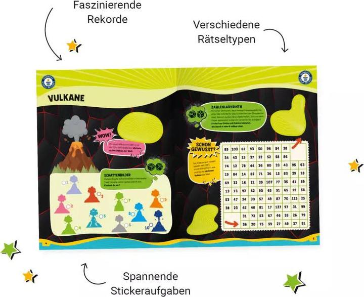 Actual product image Ravensburger Guinness World Records Stickern und Rätseln: Planet Erde (German, Eddi Eagle, Martine Richter, 2022)