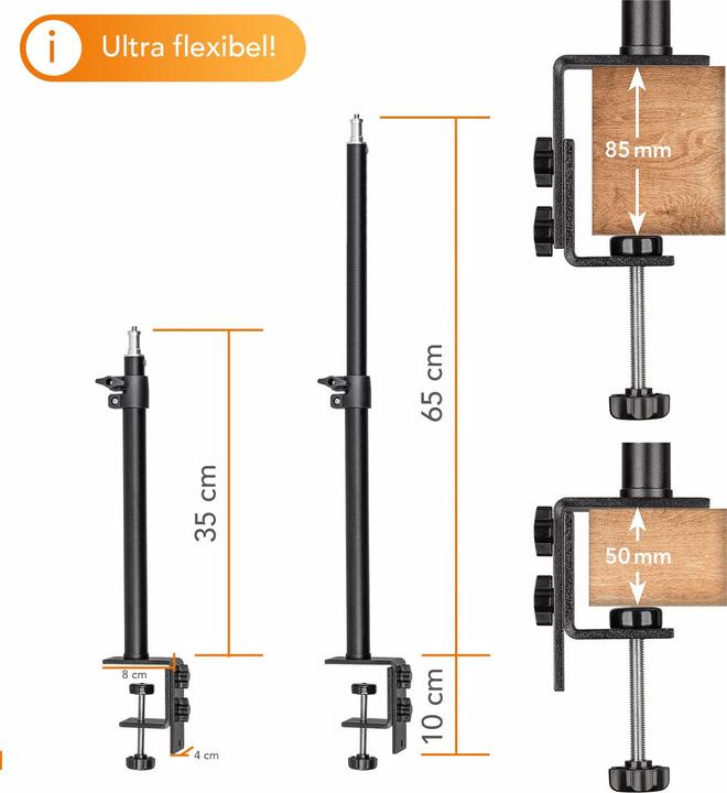 Produktbild Walimex Table Top Lampenstativ 35-65 (65 cm, 2 kg)