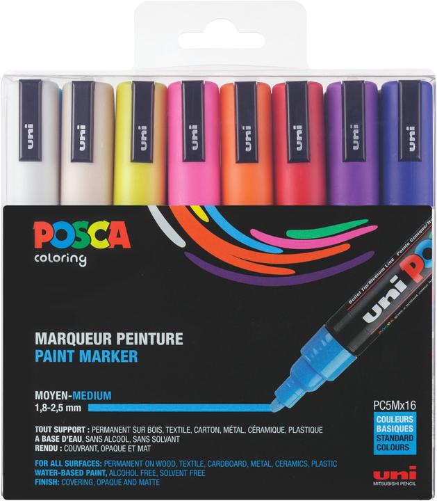 Immagine prodotto Posca Marchio PC-5M, set di 16 pezzi (pc-5m 1.8-2.5mm assortiti, 2.50 mm, 16 x)