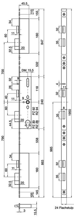 Produktbild MSL Panik-Mehrpunkt-Verriegelungen FlipLock 24544PE-SV-TF