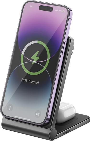 Actual product image Energea MagTrio składana ład. indukcyjna 3w1 15W Fast Charging szary/gunmetal MagSafe (15 W)